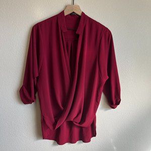 Papermoon V-neck Maroon Blouse